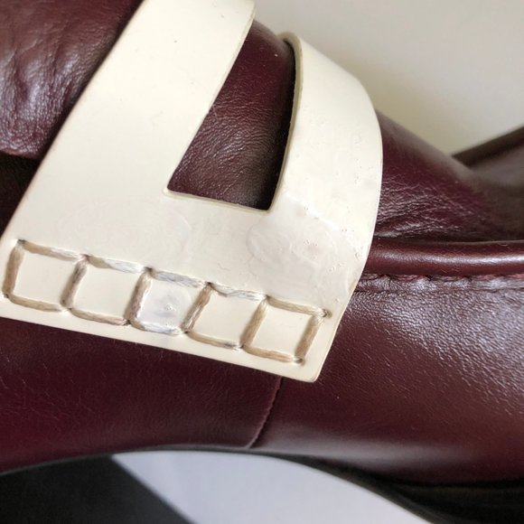 Kenzo bordeaux white platform leather loafer heels - Picture 6 of 10